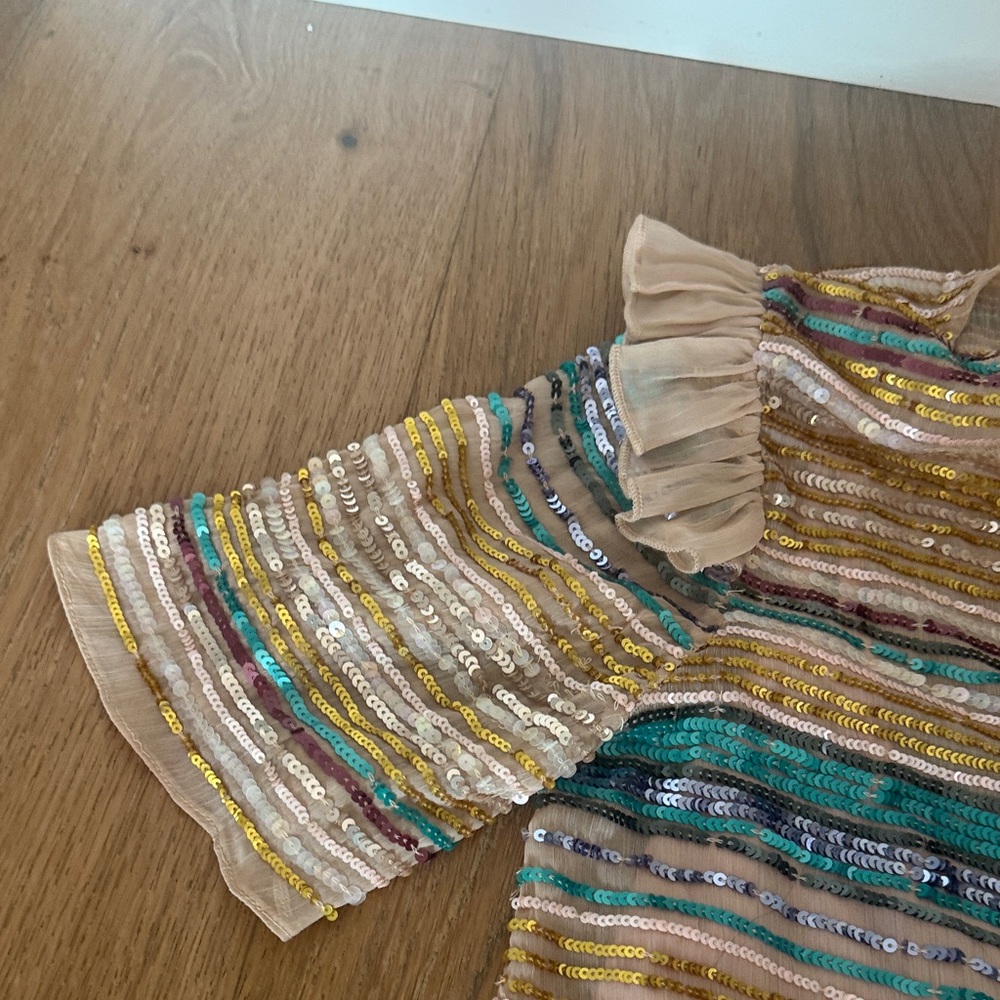 Tularosa Multicolor Striped Mini Dress with Ruffles - Picture 3 of 5